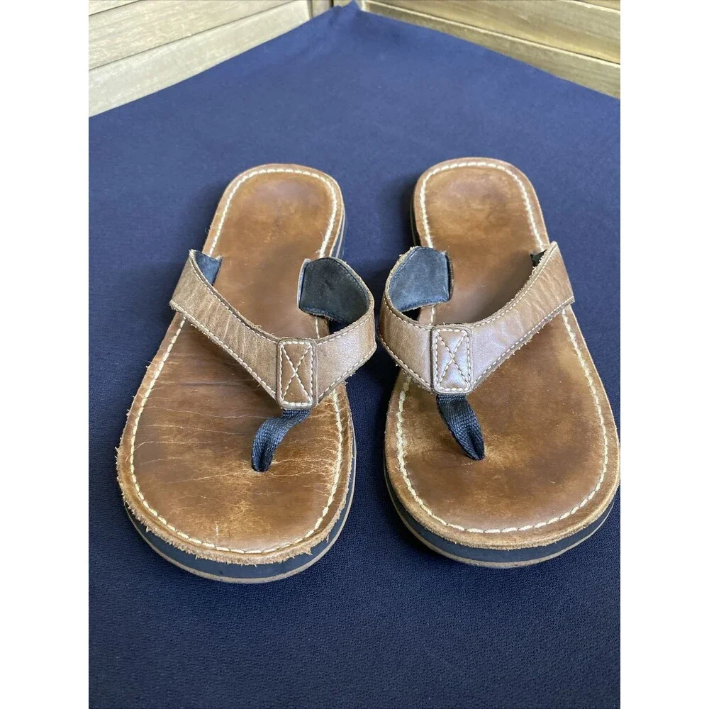 Clarks Womens  Sandals 9M Flip Flops 72162 Leather Upper  Brown Vacation
